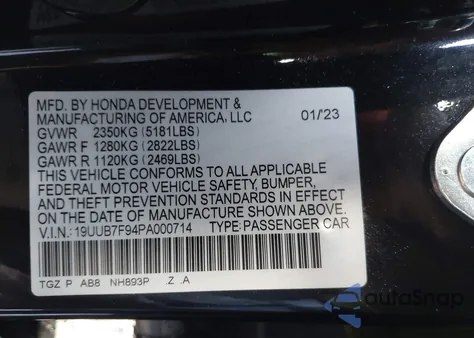 2023 Acura Tlx Type S - Hp Wheel And Tire из США, поврежденный, VIN 19UUB7F94PA000714